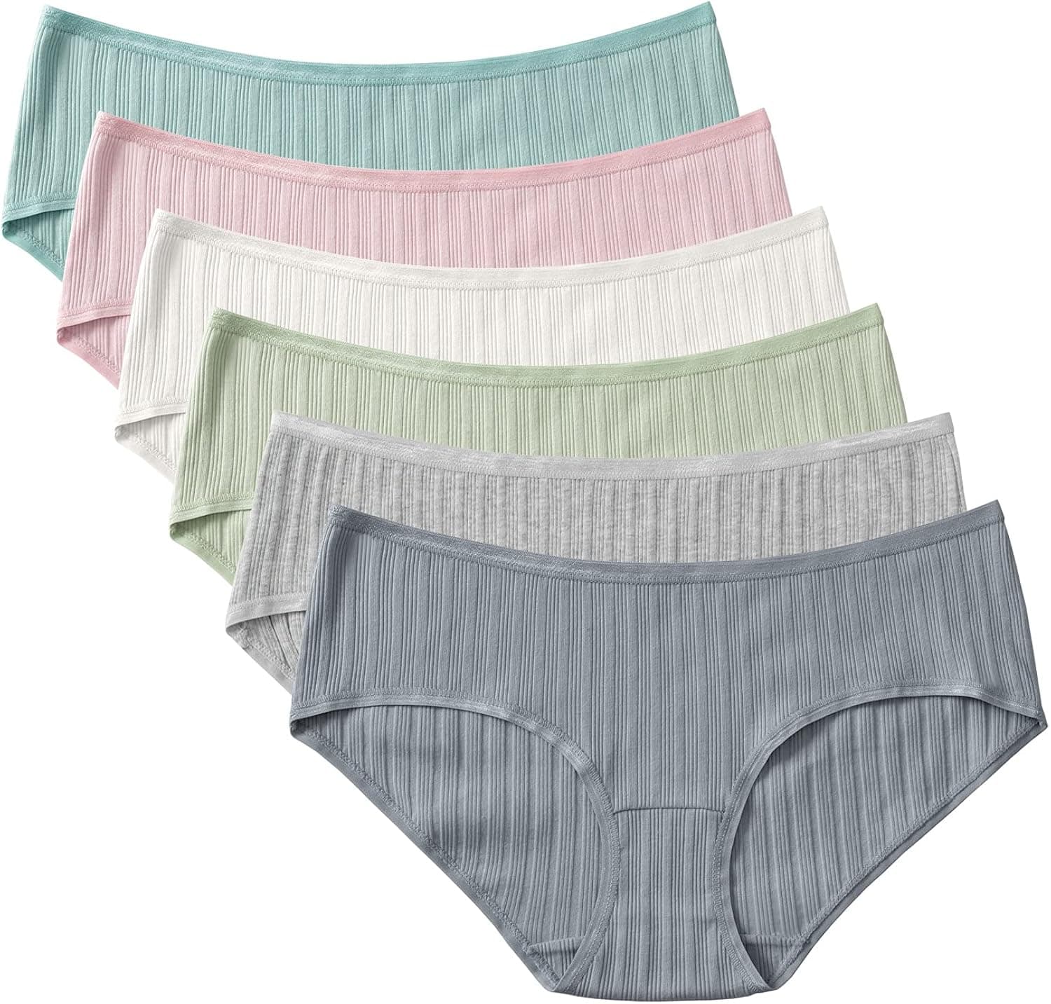 Knitlord Women's Cotton Hipster Panties Full Coverage Underwear Briefs 6 Pack