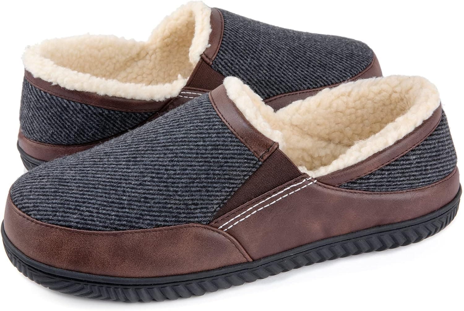 ULTRAIDEAS Men's Cozy Slip-on Memory Foam Slippers with Cozy Fleece Lining for Indoor/Outdoor Comfort