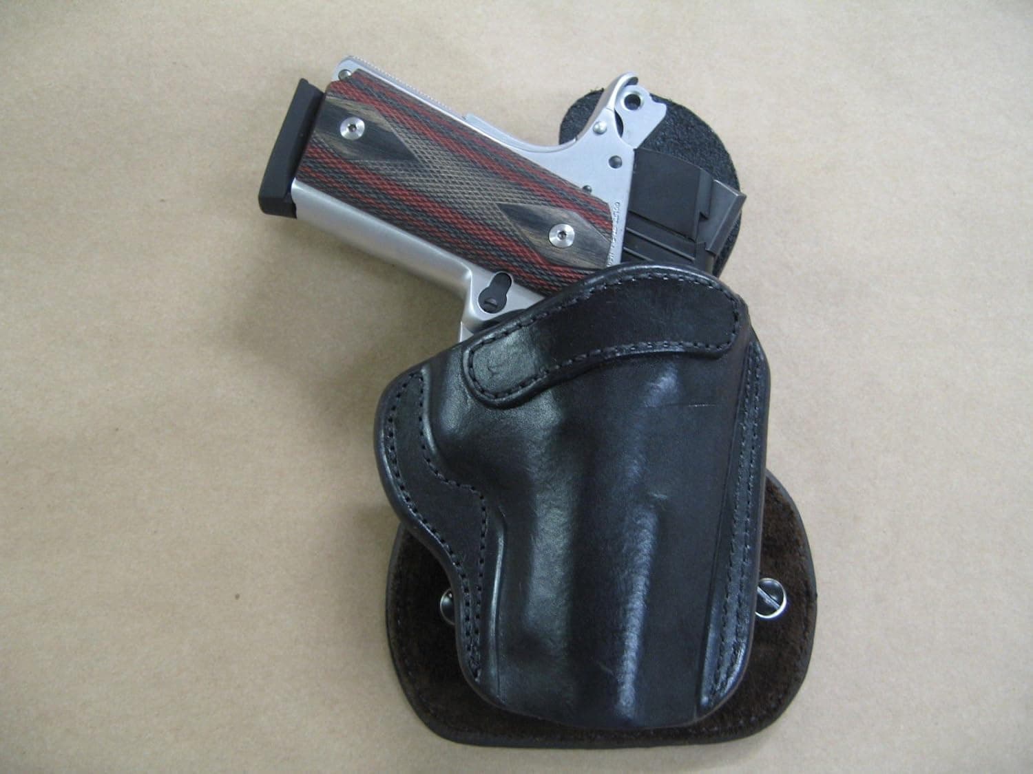 1911 Compact 3"-3.5" Barrel OWB Azula All Leather Molded Paddle Holster CCW Black RH