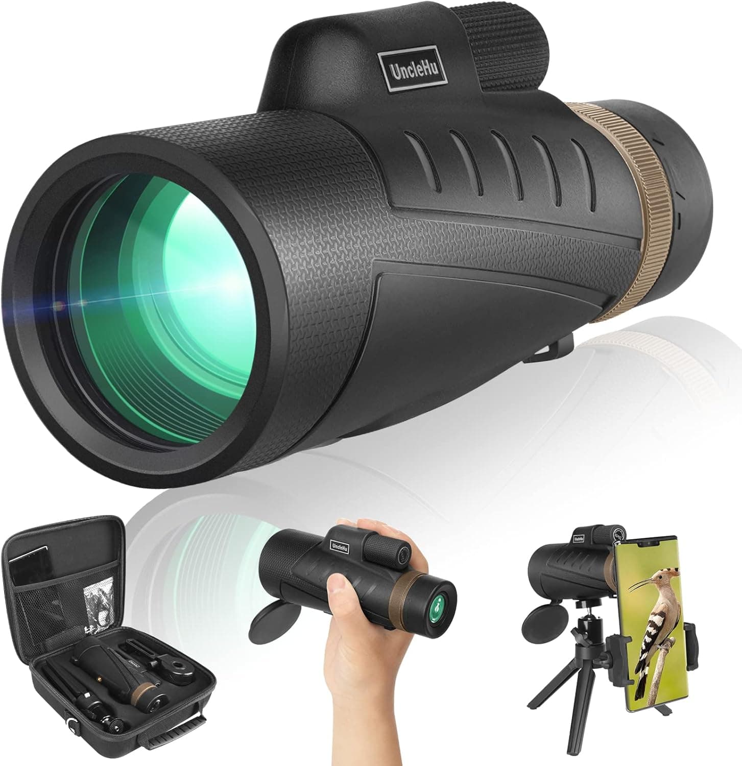 12x50 Monocular Telescope for Adults High Power Monoculars with 23mm Large Eyepiece. HD Pocket Monocular with Smartphone Adapter, Tripod and Portable Case. Perfect for Bird Watching Hunting Travelling