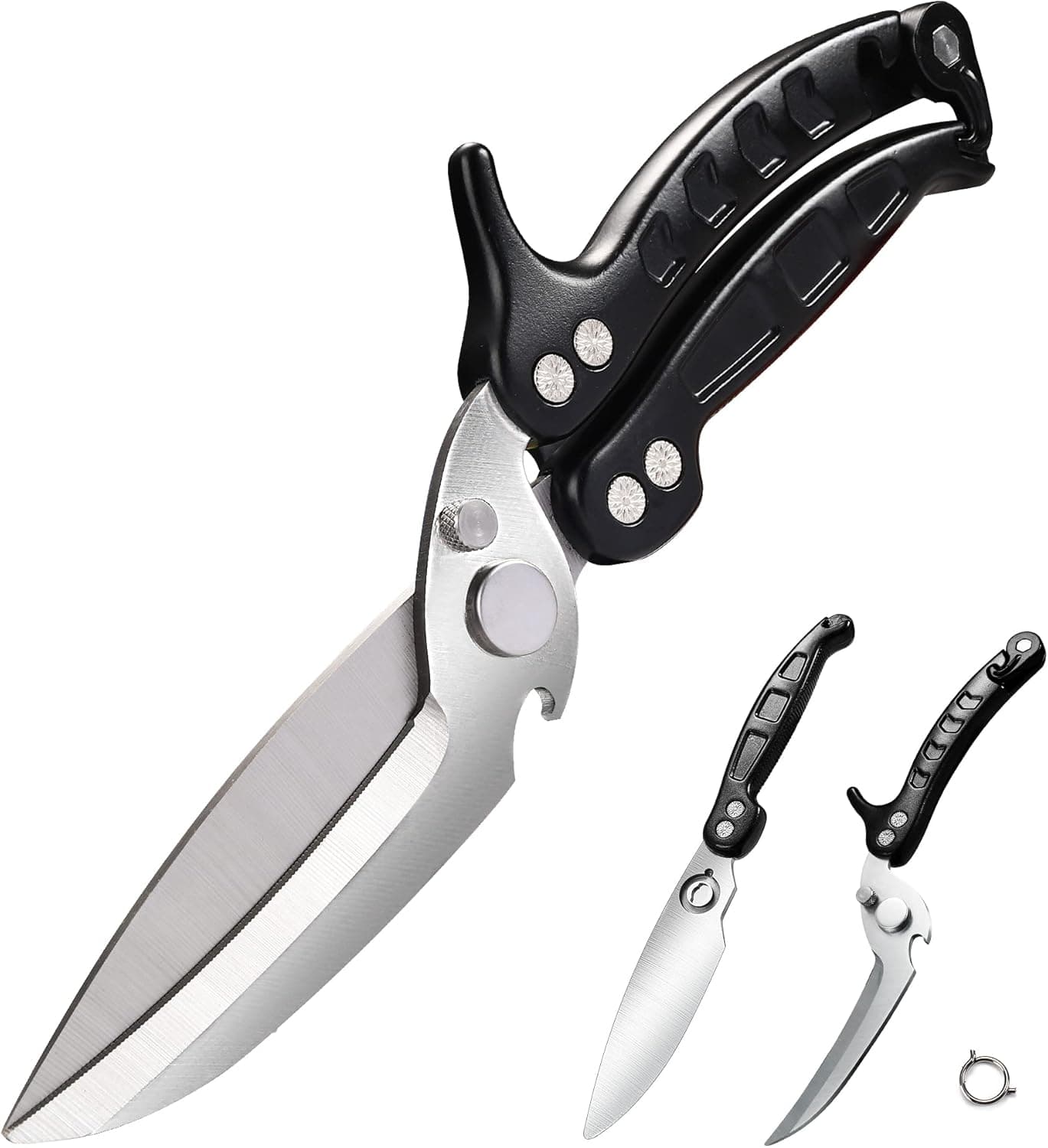 Kitchen Scissors Heavy Duty,Shears All Purpose Dishwasher Safe,Stainless Steel Multi-function poultry Shears,Sharp Cooking Scissors for Chicken,Fish,Raptor,Meat,Turkey,Seafood,Crab,Bone (Black)