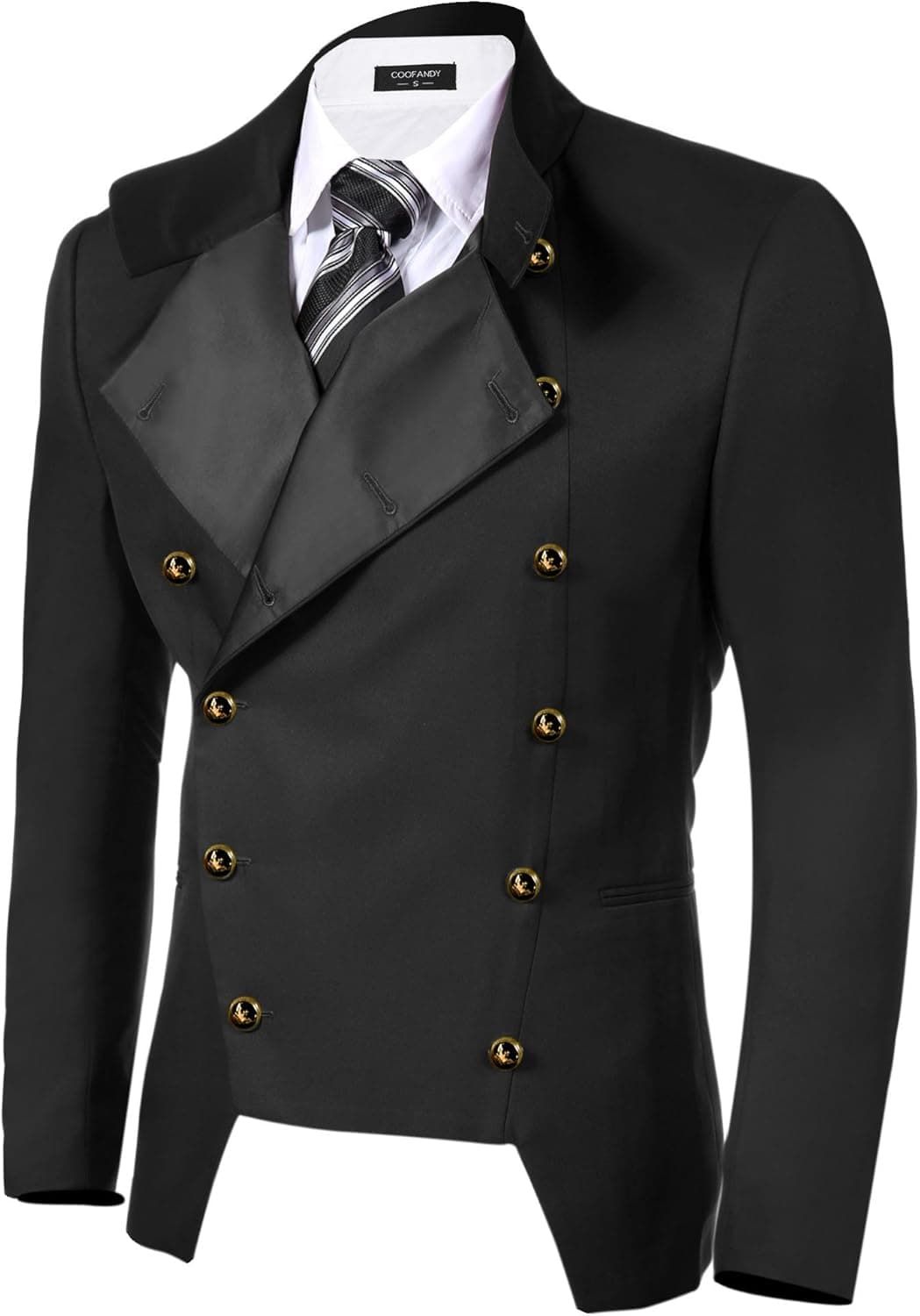 COOFANDY Mens Double Breasted Blazer Steampunk Vintage Jacket Victorian Frock Coat Cosplay Uniform
