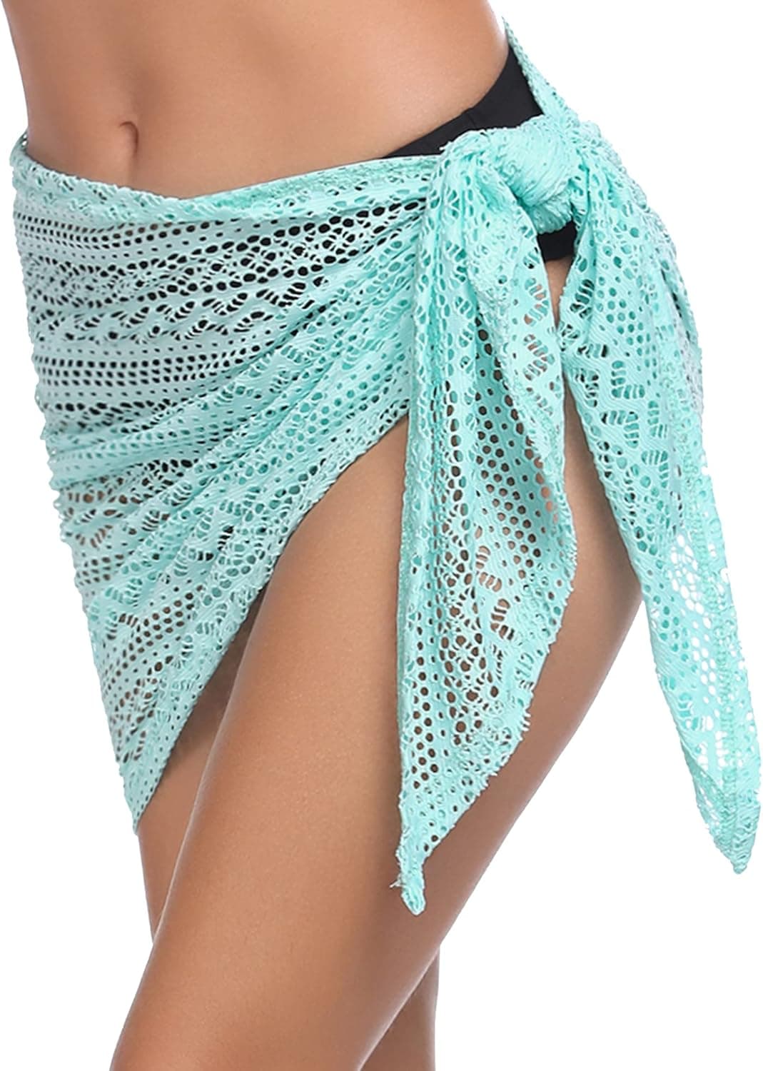 Ekouaer Women Short Sarongs Lace Bikini Wraps Beach Wrap Skirt Crochet Swimsuit Cover Up S-XXL