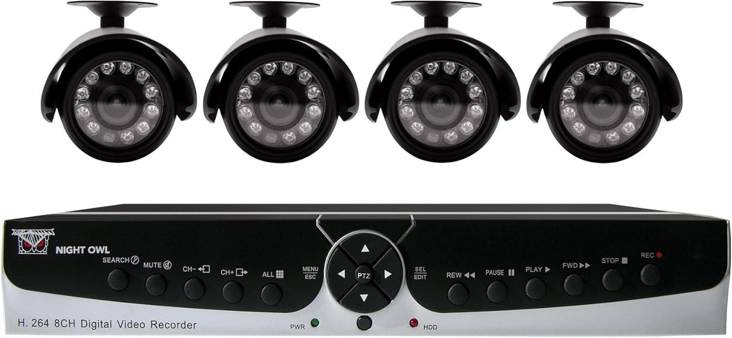 Night Owl Security POSEIDON-45 8-Channel H.264 500 GB DVR Surveillance Kit with 4 Indoor/Outdoor Night Vision Cameras and D1 Recording