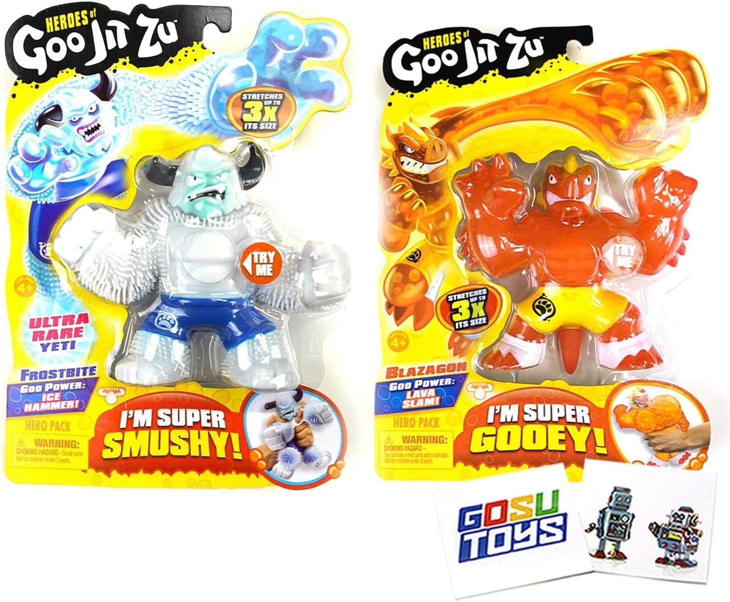 Heroes of Goo JIT Zu (2 Pack) Blazagon, Frostbite with 2 GosuToys Stickers