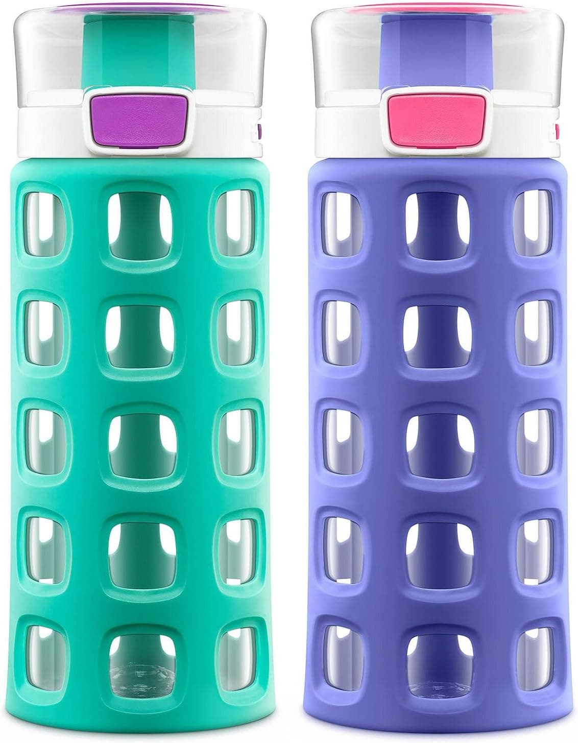 Set of two 16-oz Ello Dash Kids' Water Bottles in Mint/ Purple