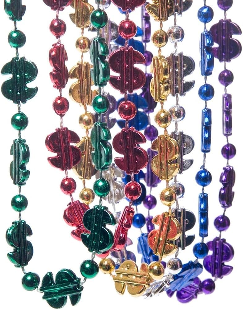 36" Dollar Sign Beads Case Pack of 12