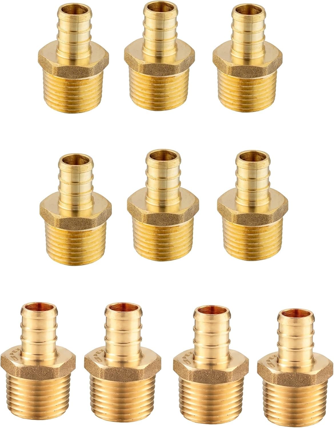 (Pack of 10) EFIELD Pex 1/2 Inch x 1/2 Inch NPT Male Adapter Brass Crimp Fitting (1/2" x 1/2")
