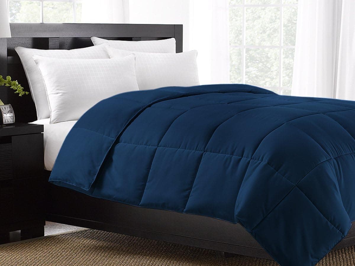 Ella Jayne Home Navy Exquisite Hotel Collection All Season Down Alternative Box Stitched Duvet Insert Comforter, King Size
