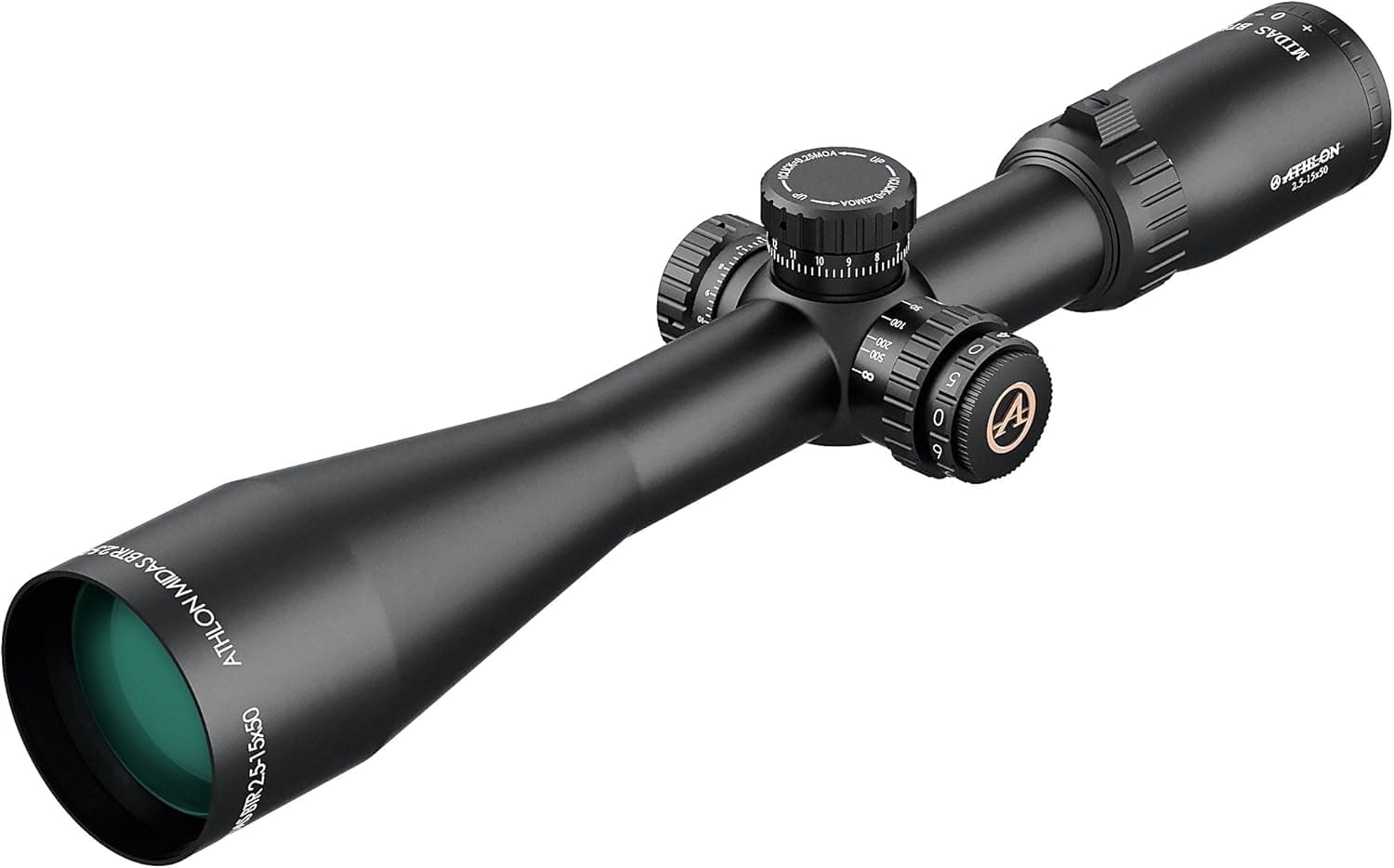 Athlon Optics , Midas BTR , Riflescope , 2.5-15 x 50 Second Focal Plane (SFP) 30 mm Tube, Illuminated AHMR MOA Reticle , Lifetime Warranty