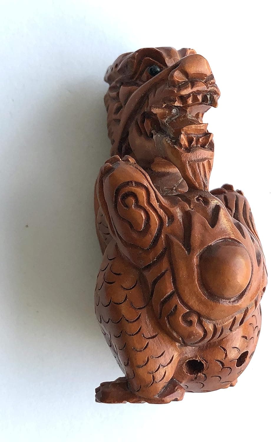 Y6571 --- 2" Nice Hand Carved Boxwood Netsuke - Dragon