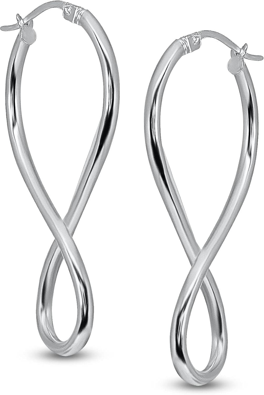 LOVVE Sterling Silver Polished Infinity Click-Top Drop Earrings