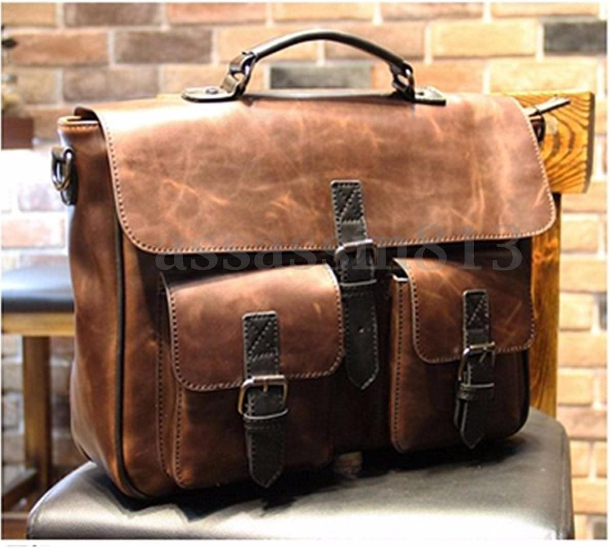 Men Leather Briefcase Backpack Messenger Shoulder Crossbody LaptopBag Handbag