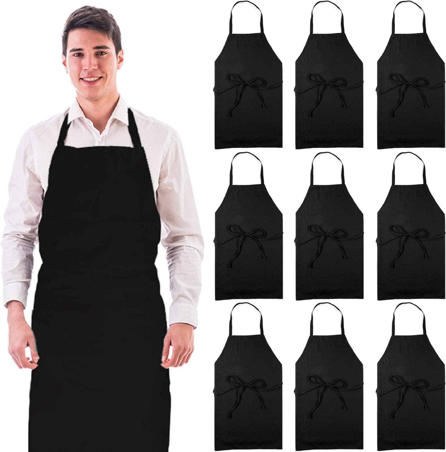 White Classic Wealuxe Professional Bib Aprons | 32x28 Inch | 12 Pack…