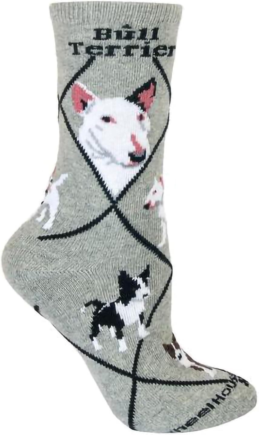 Bull Terrier Gray Ultra Lightweight Cotton Crew Socks