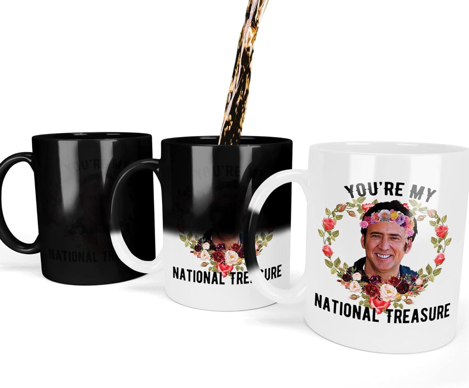 Bliss Monkey Co. You're My National Treasure - Color Changing Coffee Mug - Heat Reveal Color Change Mug - Christmas Gift For Men Women - 11 Ounces