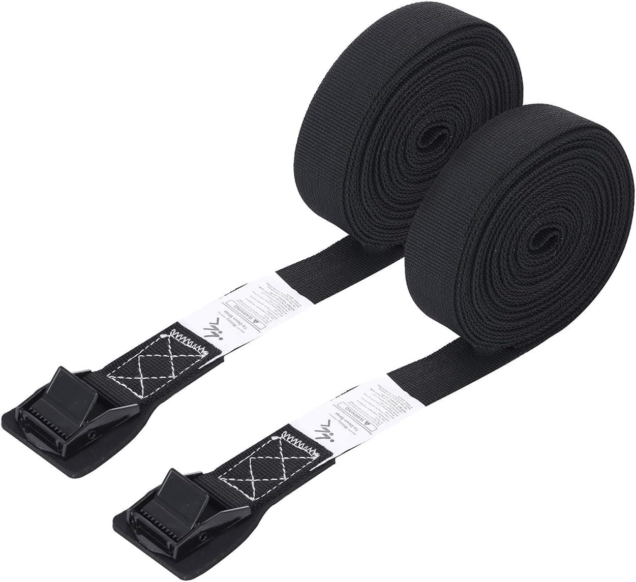 Tie Down Strap Padded Cam Lock Buckle - Cargo Straps for Moving Appliances, Lawn Equipment, Motorcycle SUP Kayak Surfboard Surf Rack - Black Pair