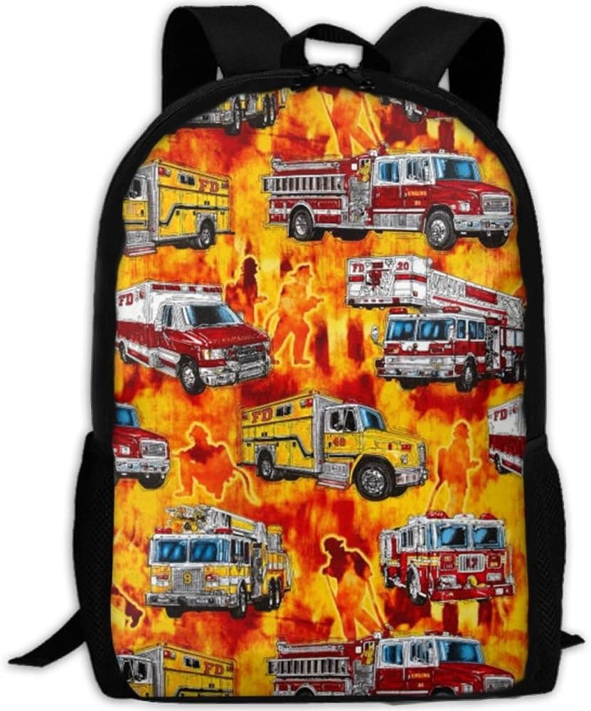 Klnsha7 Laptop Backpack Firetrucks Orange Computer Bag College School Backpack For Women And Men