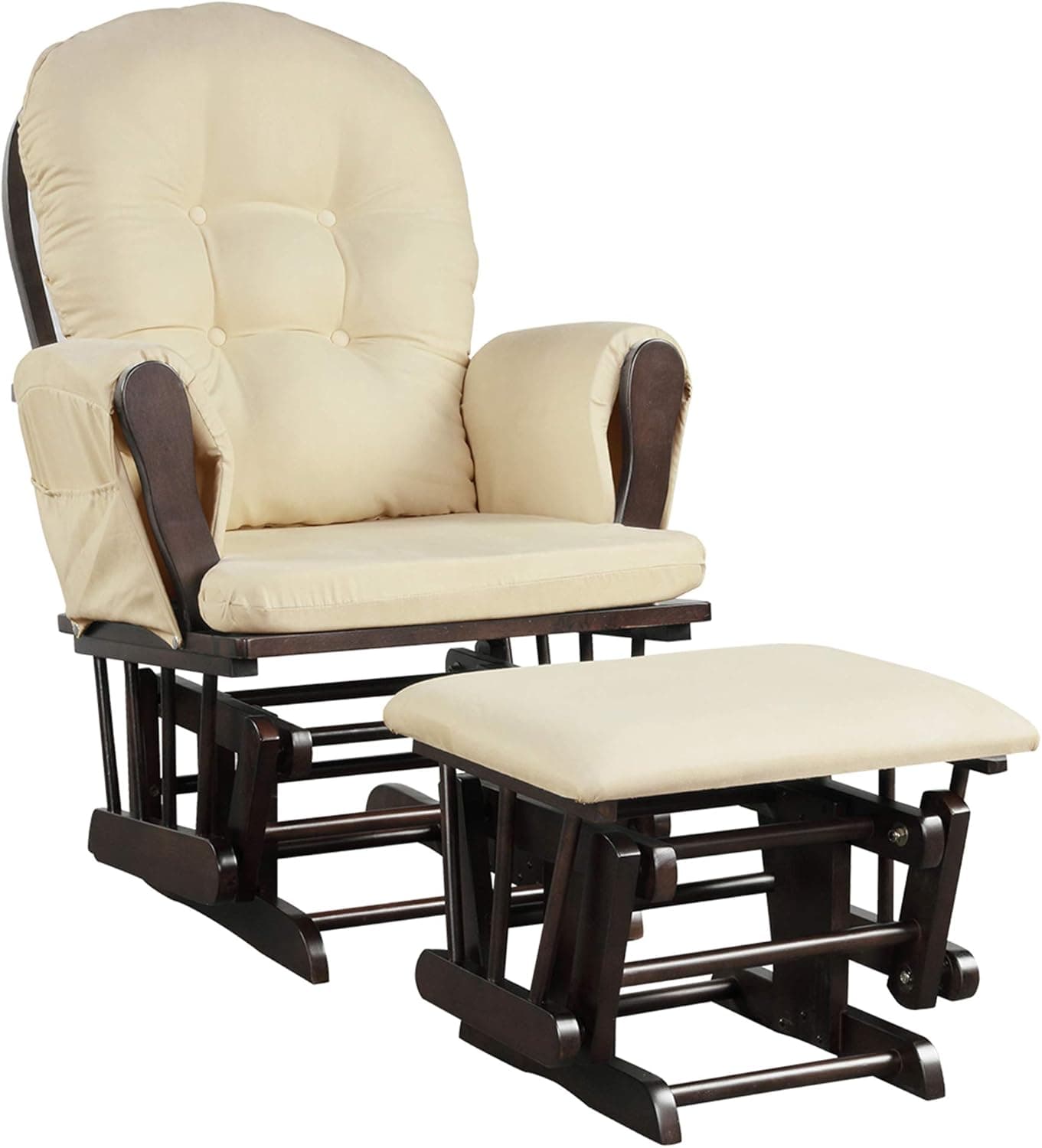 DORTALA Baby Glider Rocker with Ottoman, Multiposition Lockable Glider with Cleanable Upholstered, Smooth Rocking Motion, Nursery Glider & Ottoman Sets for Nursing Baby, Reading, Napping, Beige