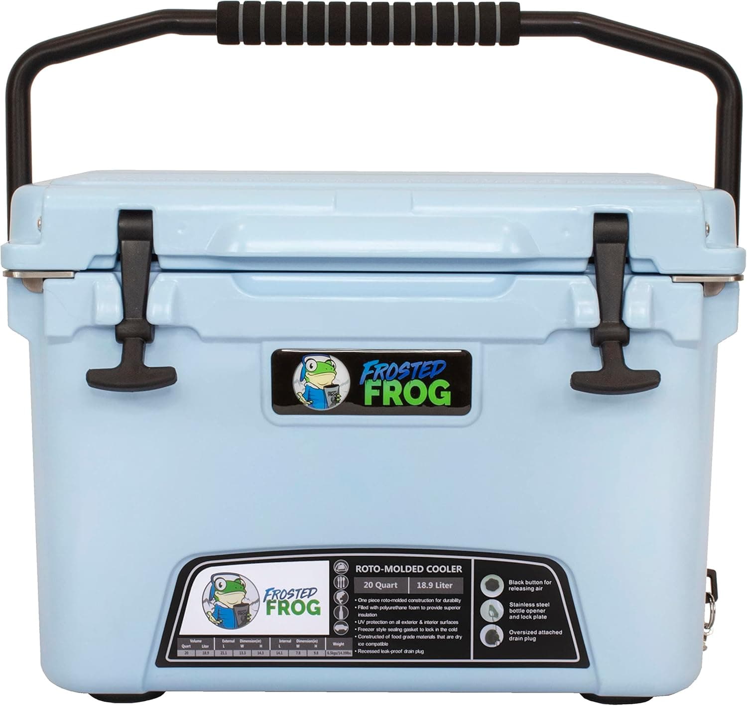Frosted Frog 20 Quart Ice Chest Heavy Duty High Performance Roto-Molded Commercial Grade Insulated Cooler