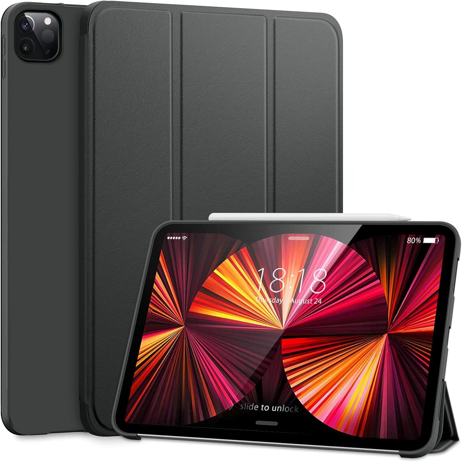 DTTO Case for iPad Pro 11 Inch 2nd/3rd/4th Generation 2022/2021/2020/2018,Ultra Lightweight Smart Trifold Stand with TPU Soft Back Cover,Also Fit iPad Air 5/iPad Air 4 [Auto Sleep/Wake], Dark Grey