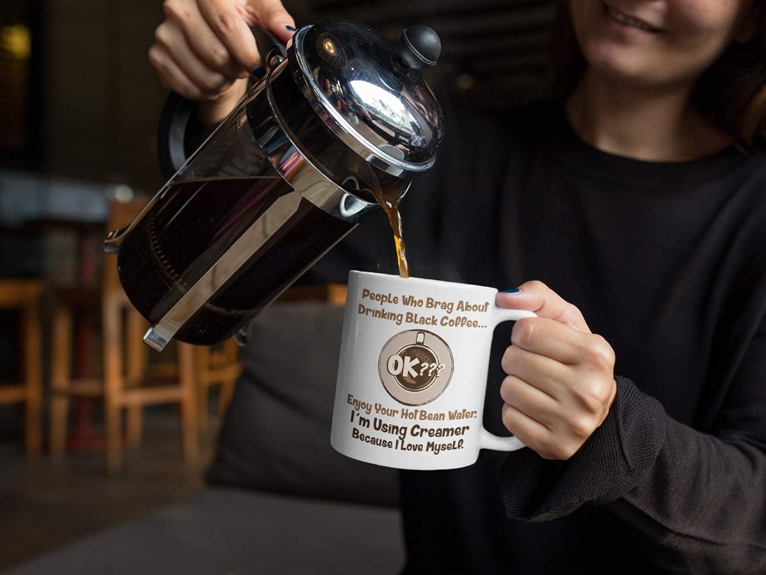 People Who Brag About Drinking Black Coffee, Enjoy Your Hot Bean Water. I'm Using Creamer. Coffee & Tea Mug For Lovers Of Cafe Mocha, Caramel Macchiato, French Vanilla, Latte & Cappuccino (15oz)