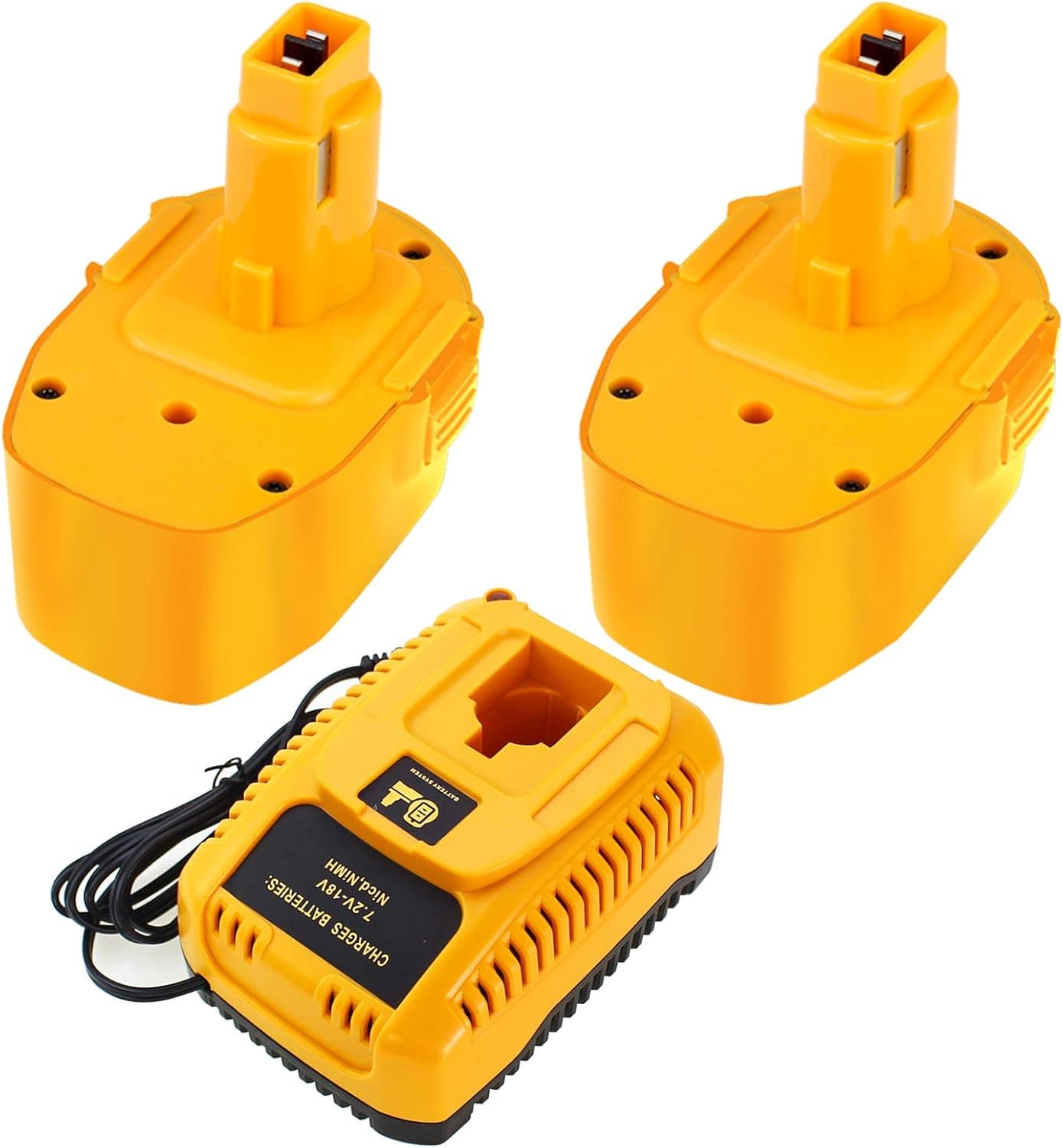 DC9310 Charger Replacement for Dewalt 14.4V 7.2V 9.6V 12V 18V NiCad & NiMh Battery + 2 Pack 3.0Ah 14.4 Volt Batteries Replace for Dewalt 14.4V Ni-MH Battery DW9091 DW9091 DW9094 DE9091 DE9092 DE9038