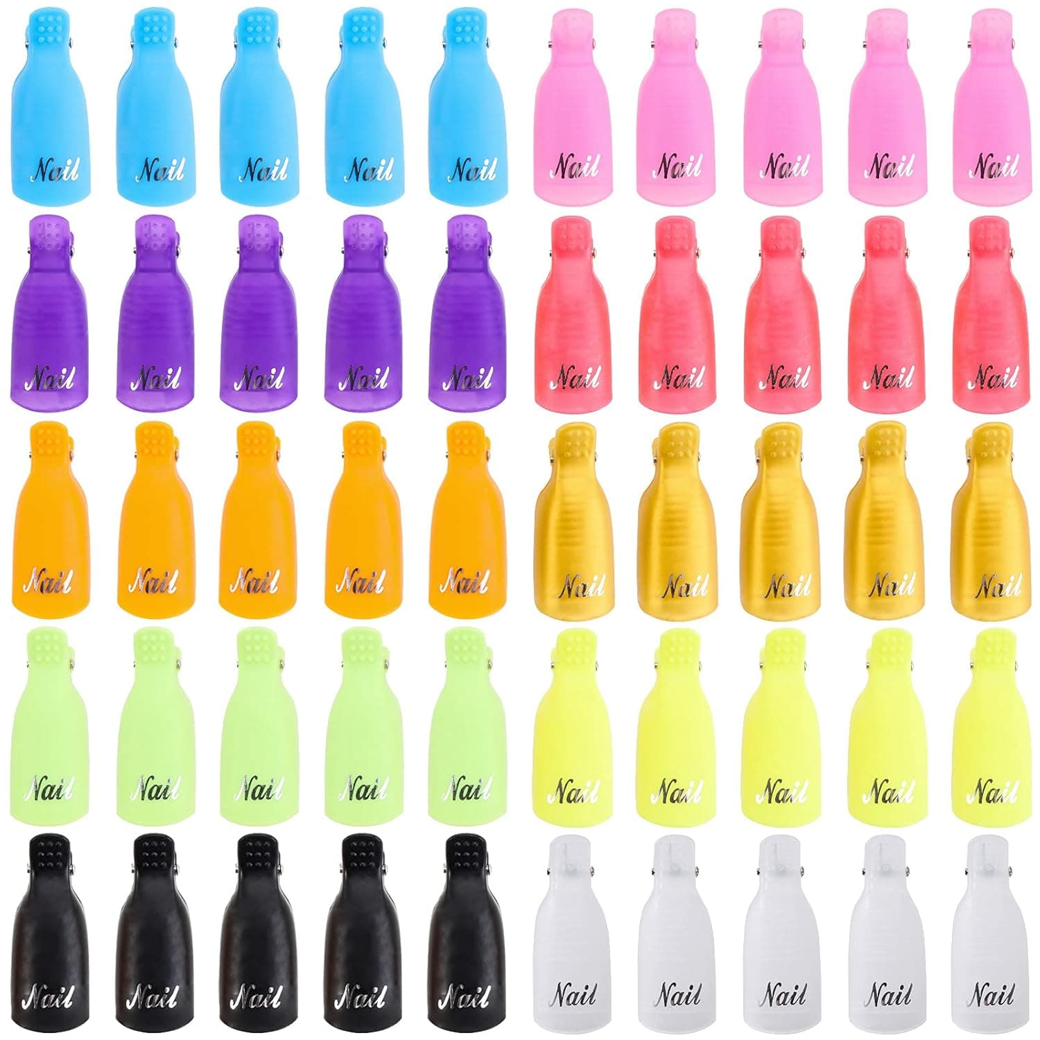 100 Pcs Nail Polish Remover Clips, Plastic Nail Art Soak Off Cap Clip UV Gel Remover Wrap Tool (10 Colors)