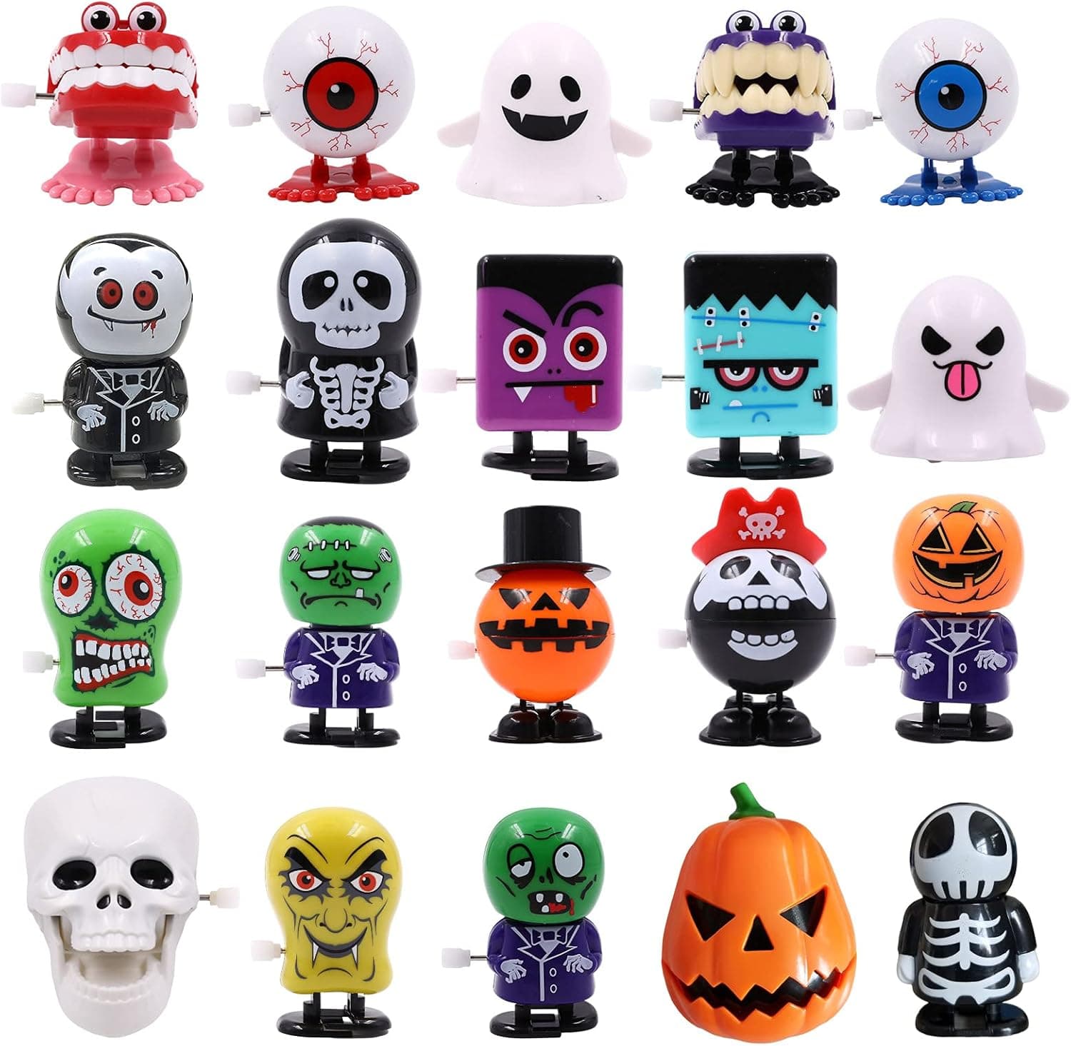 Kiddisie 20 Pack Halloween Wind Up Toys Assortments for Kids, Wind Up Toy Bulk for Halloween Party Favors Goody Bag Filler Stuffers (Halloween 20 PCS)