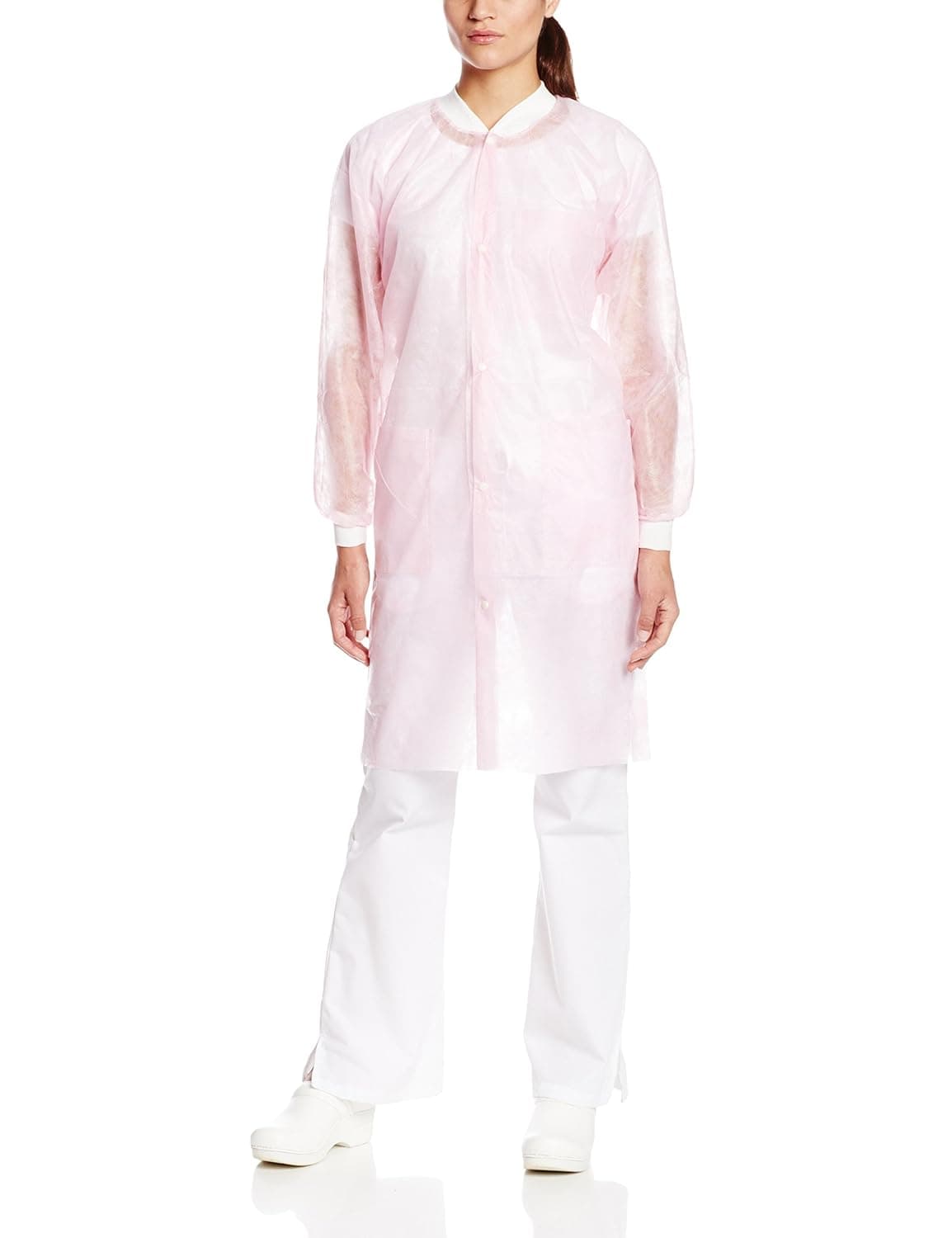 ValuMax 3290LPL Money-Saver, Disposable Isolation Knee Length Lab Coat, Splash Resistant, Light Pink, L, Pack of 10