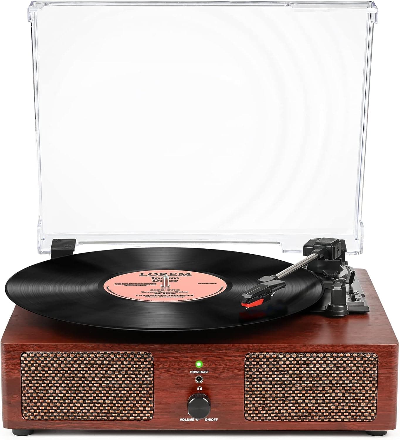 Vinyl Record Player Turntable with Built-in Speakers Wireless USB RCA Output,Vintage Portable Vynle Player with 3 Speed Aux Input Headphone Jack for Vinyl Records