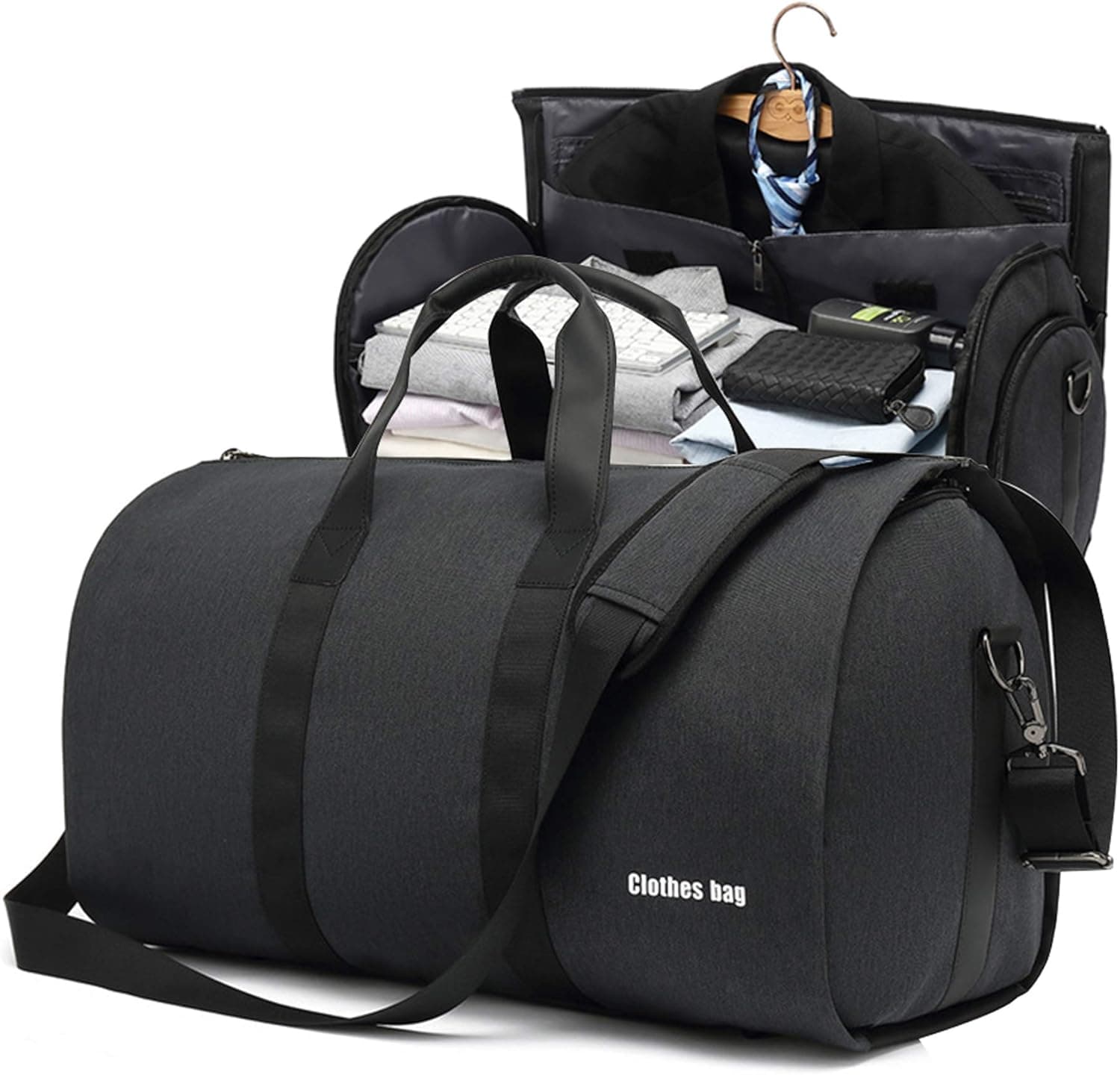 Carry on Men Garment Bags Travel Suit bag for Men Women Duffel Bag with Shoes Bag Wedding Dress Garment Bags for Travel/Business/Gym(Black)
