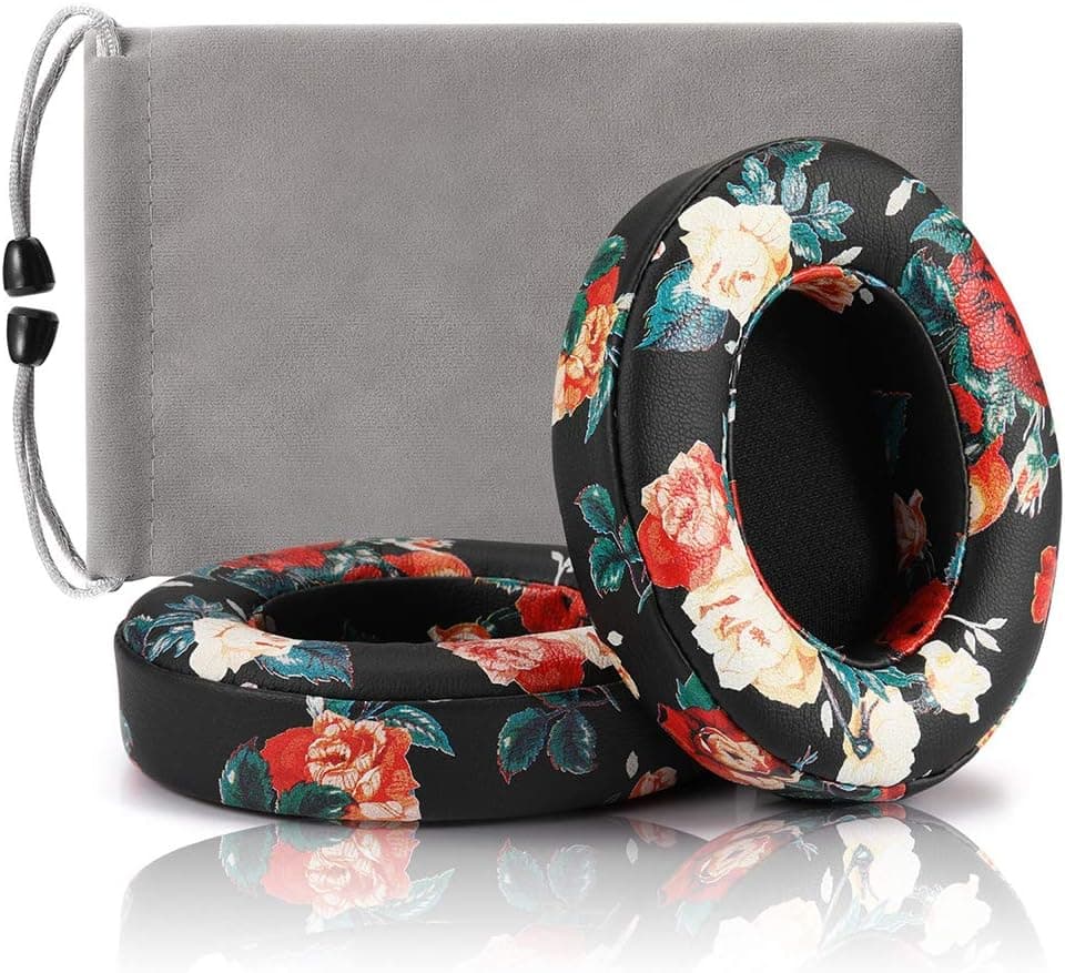 Replacement Ear Cushion Pads Cover Compatible with Beats Studio 2.0 Wireless/Wired and Studio 3.0 Over Ear Headphones only by Dr.DRE-1 Pair(Floral Black)