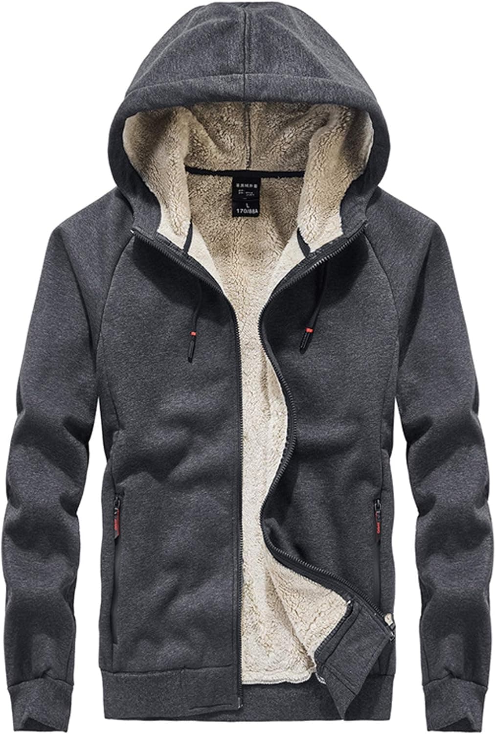 MAGCOMSEN Men's Winter Thicken Fleece Sherpa Lined Hoodie Sweatshirt Jacket Parka with Zipper Pockets