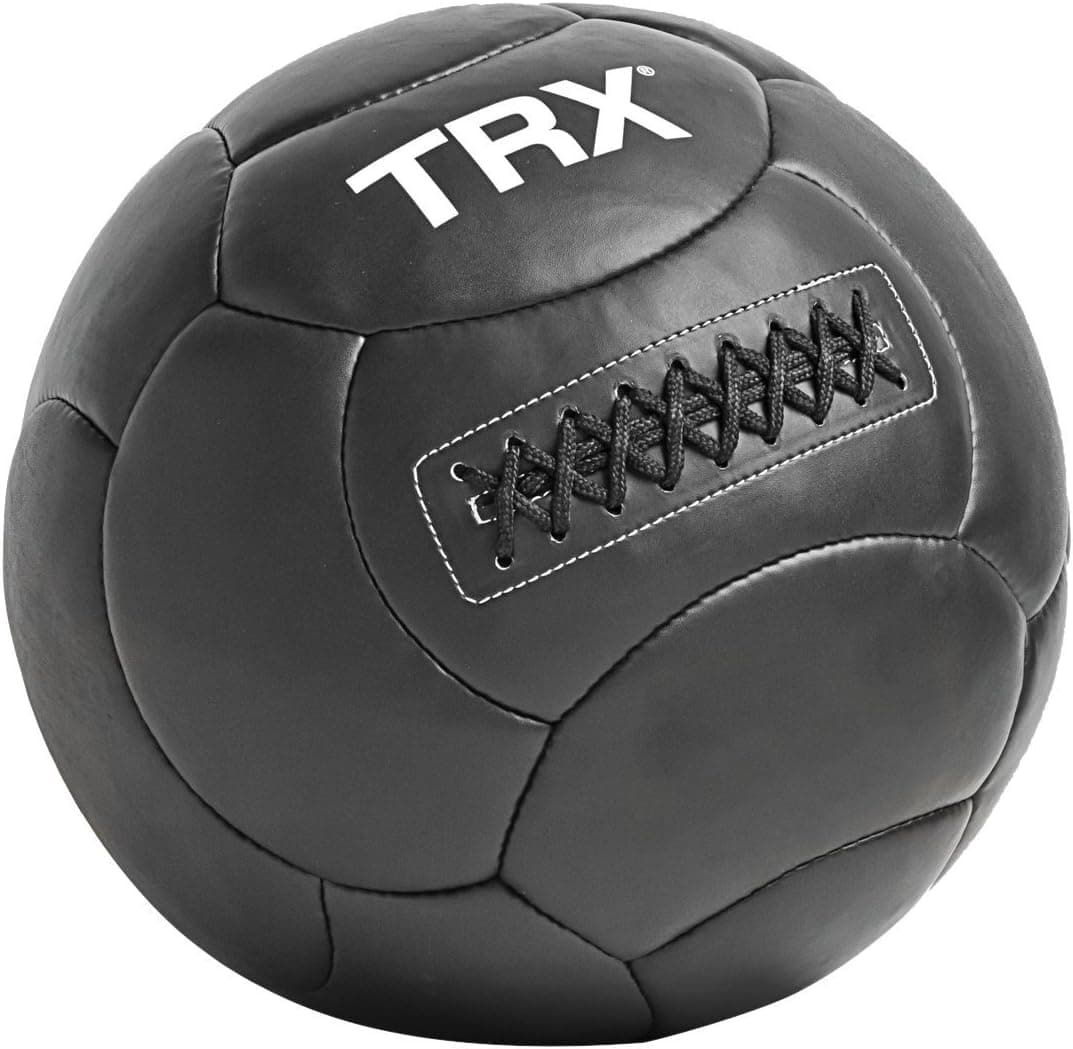 TRX 14 Pound Wall Ball Home Gym Strength Training Weighted Equipment with Non-Slip Exterior for Leveling Up Full Body Workouts, Black (14 Inch)