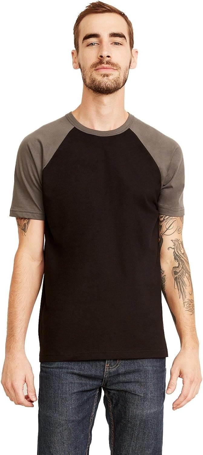 Next Level Unisex Raglan Short-Sleeve T-Shirt XL WARM GRAY/ BLACK