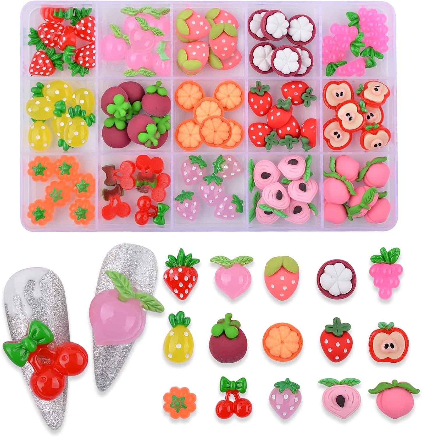 WEILUSI Resin Nail Art Charms 3D Flatback Multi Shapes Resin Cute Mini 3D Nail Charms for DIY Nail Art Makeup Face Decor Crafts