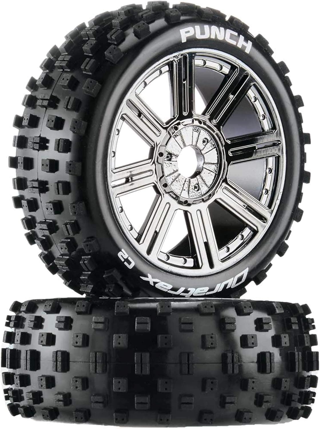 Duratrax Punch Buggy C2 Mounted Buggy Spoke Tires Chrome 2 DTXC3602