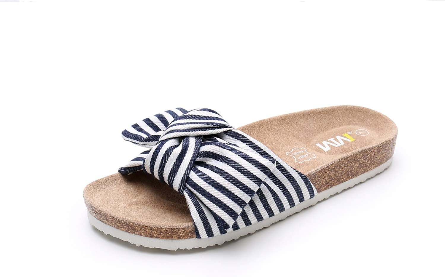 Women's Cork Footbed Sandals - Cow Suede Slide Sandals for Women with Adjustable Strap Buckle Open Toe Beach Sandals