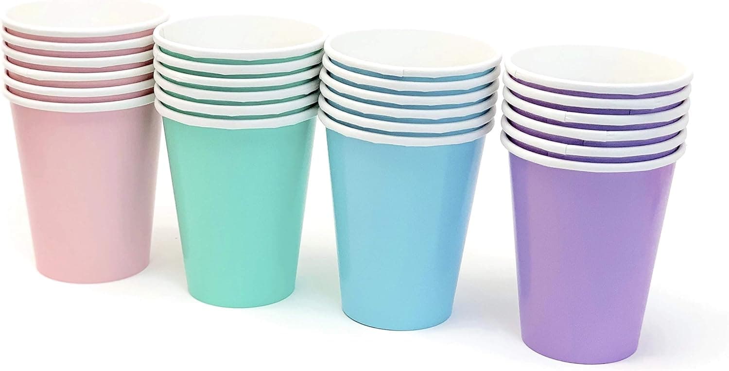 Pastel Rainbow Party Paper Cups 9 Ounce (24 Pack)