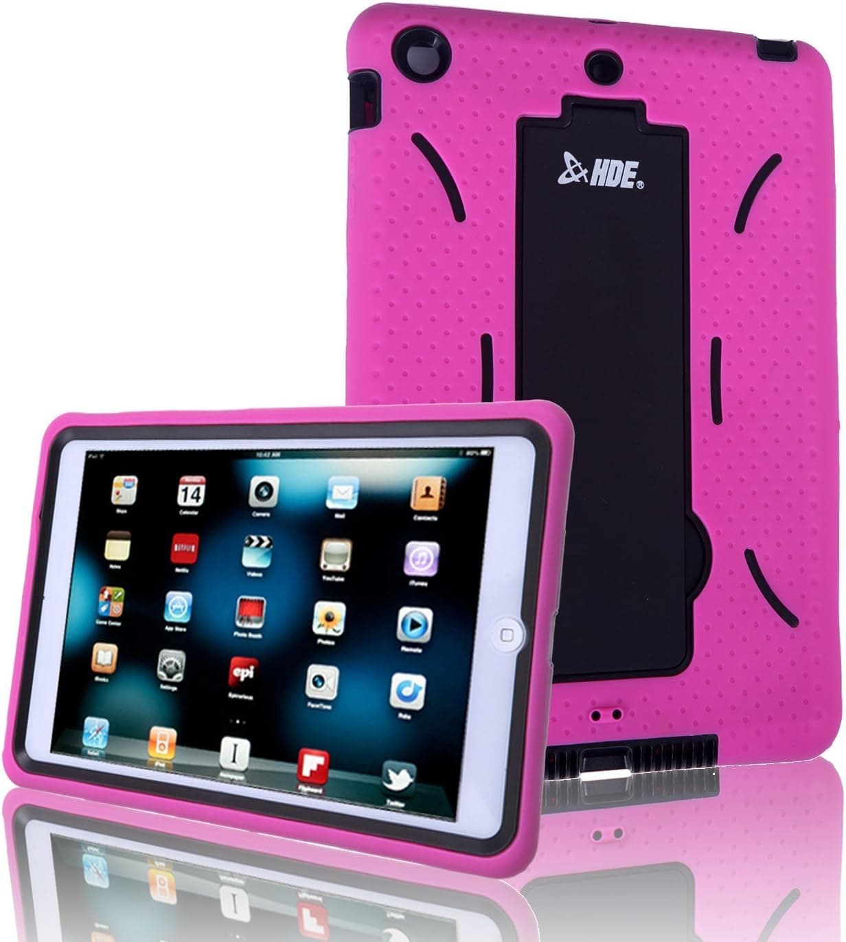 HDE iPad Mini Case Heavy Duty Kid Proof Hybrid Shockproof Hard Protector Cover with Kick Stand for Apple iPad Mini w/Retina Display (Hot Pink)