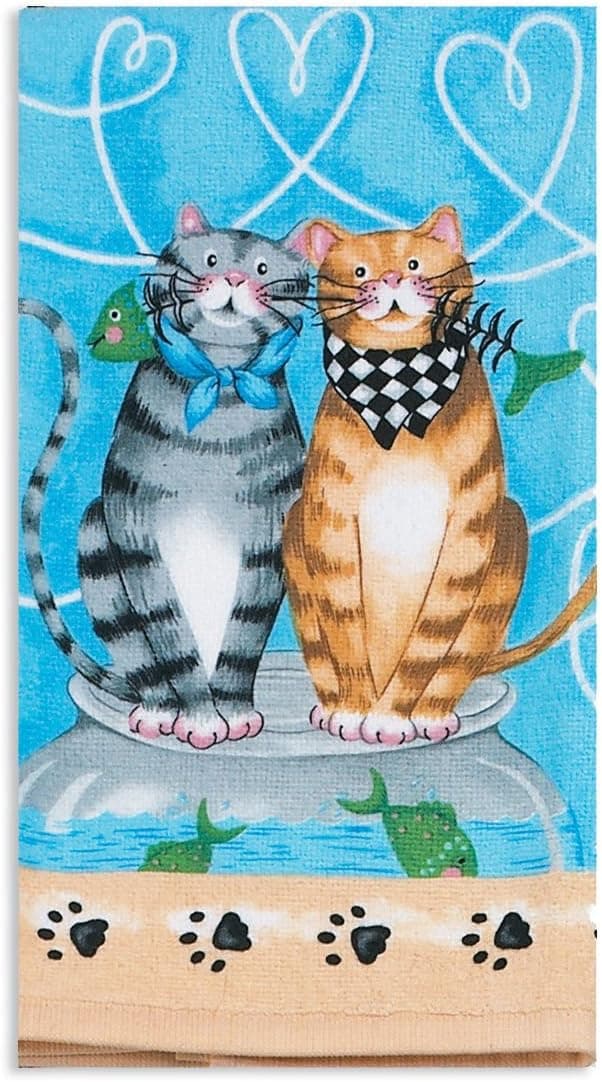 Kay Dee Designs Printed Cotton Terry Towel, 16-Inch by 26-Inch, Meow Terry B