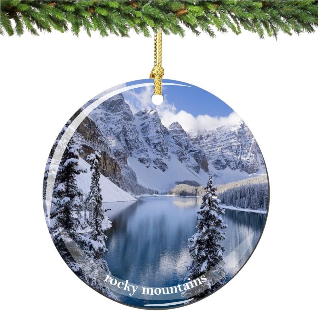 Rocky Mountains Christmas Ornament, Porcelain 2.75" Double Sided Christmas Ornaments