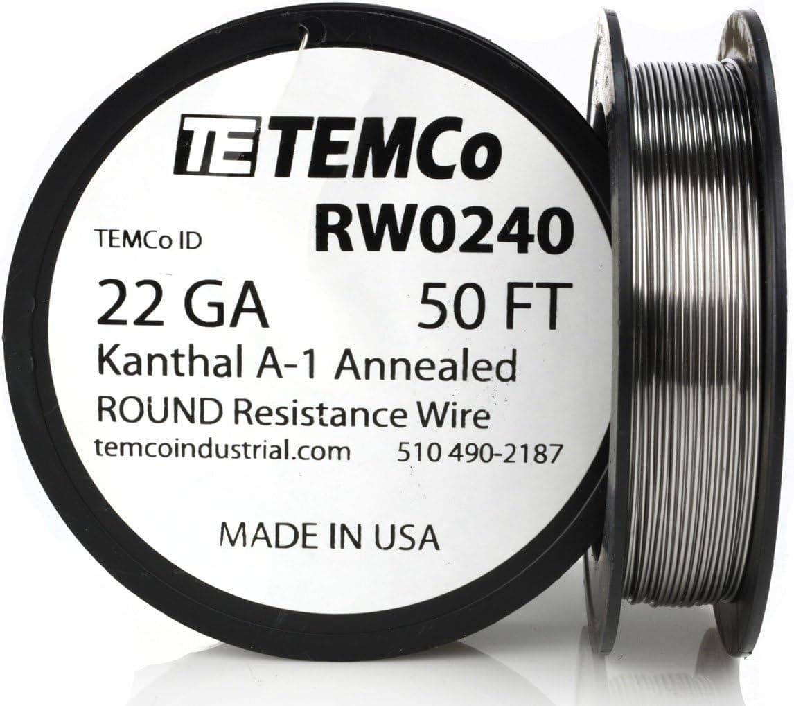 TEMCo Kanthal A1 wire 22 Gauge 50 Ft Resistance AWG A-1 ga