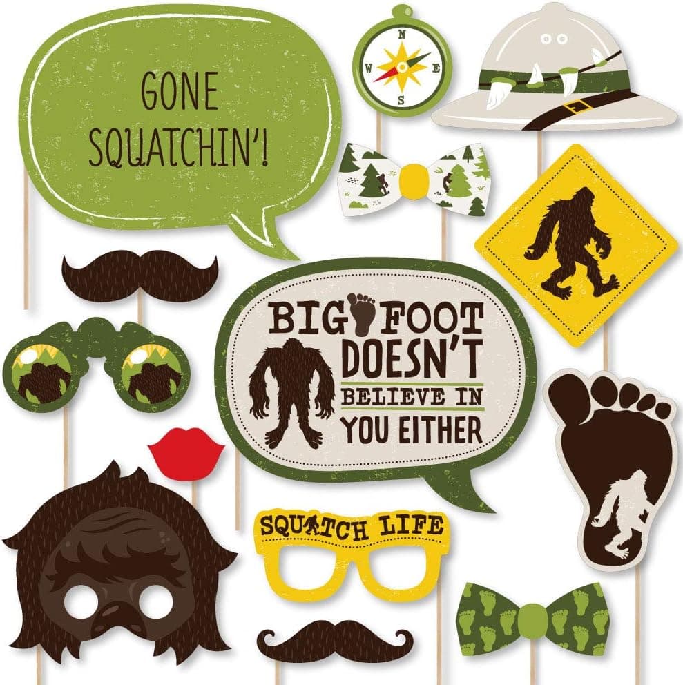 Big Dot of Happiness Sasquatch Crossing - Bigfoot Party or Birthday Party Photo Booth Props Kit - 20 Count