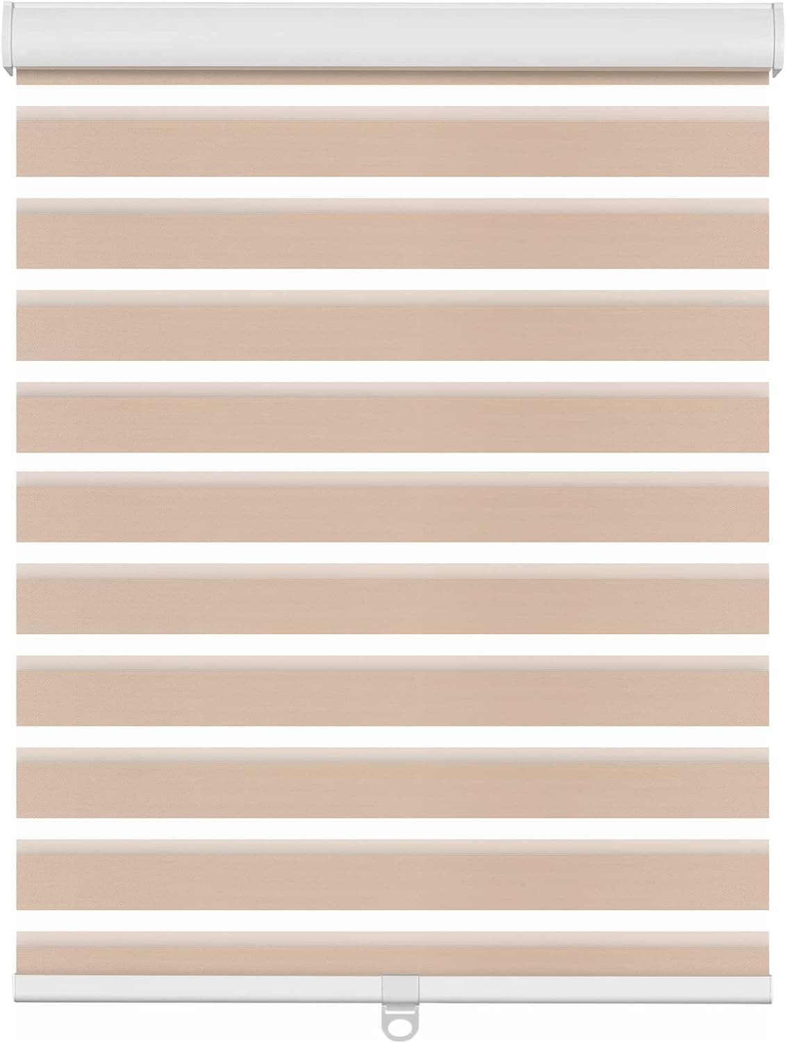 BERISSA Cordless Zebra Roller Blinds for Windows Custom Size Dual Layer Zebra Roller Shades,Sheer or Privacy Light Control for Day and Night Blinds for Home,Office,Hotel.Blackout-Beige,22" W x 36" H