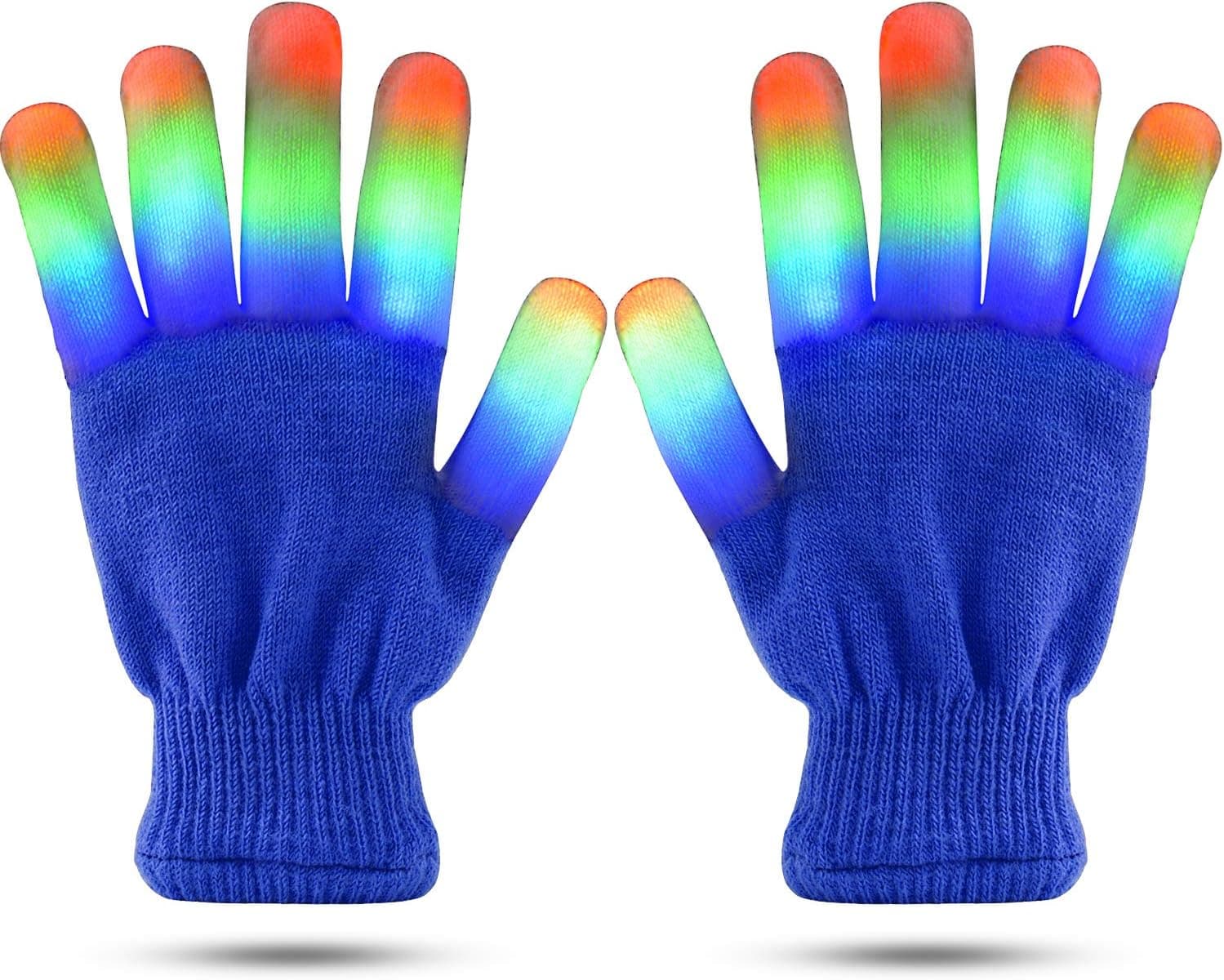 AYOGU LED Finger Light Gloves Cool Fun Toys, Flashing Light Up Yong Child Size Small Blue Gloves - 6 Modes Super Bright LEDs Blue, Green and Red (Blue Small)