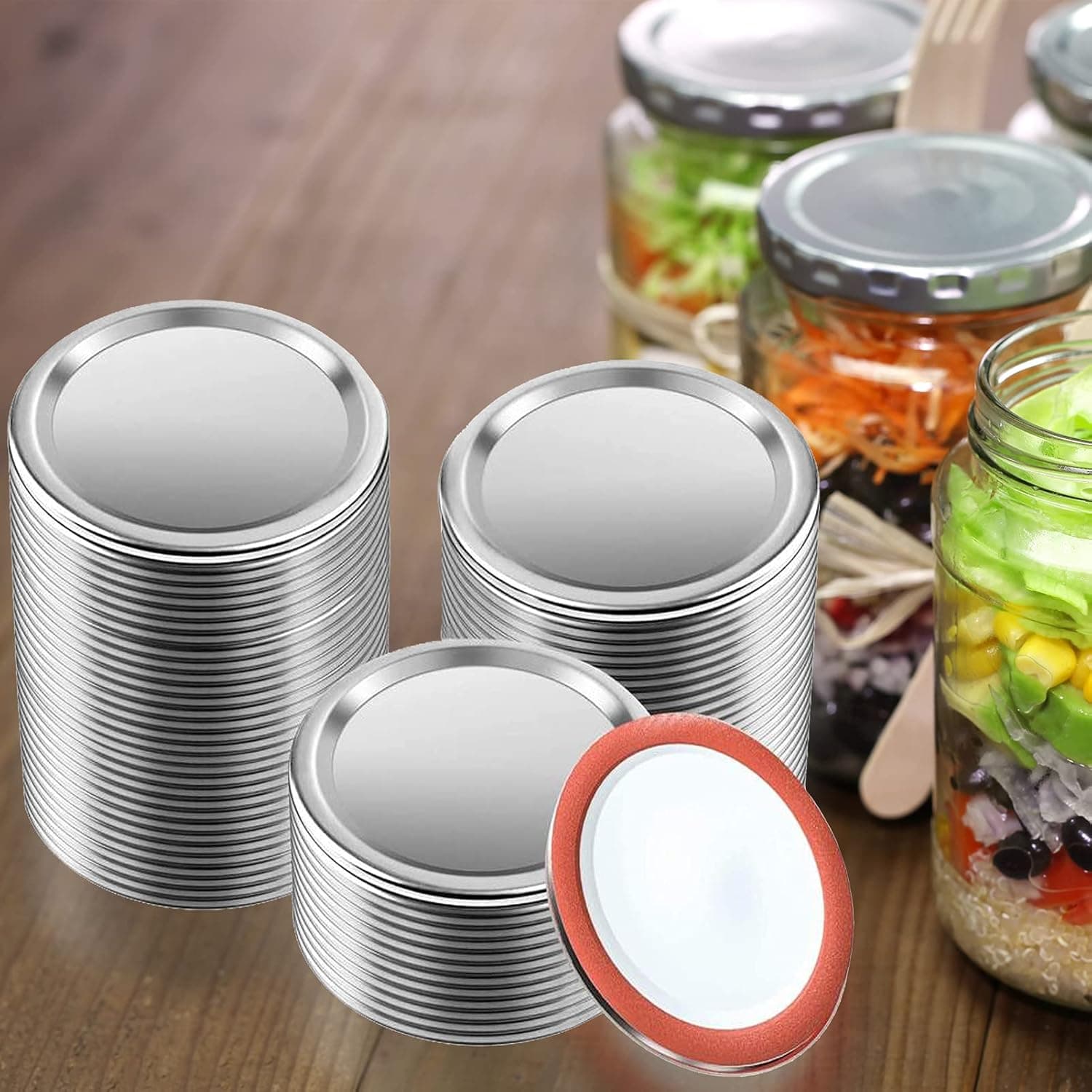 48 Pcs Regular Mouth Canning Lids for Ball, Kerr Jars, Metal Mason Jar Lids for Canning - Food Grade Material, Silver/70 MM/2.76 inch(Only lids)