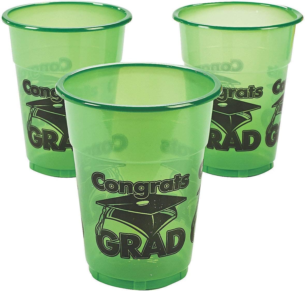 Fun Express Green Congrats Grad Disposable Cups (50) Graduation Party Supplies