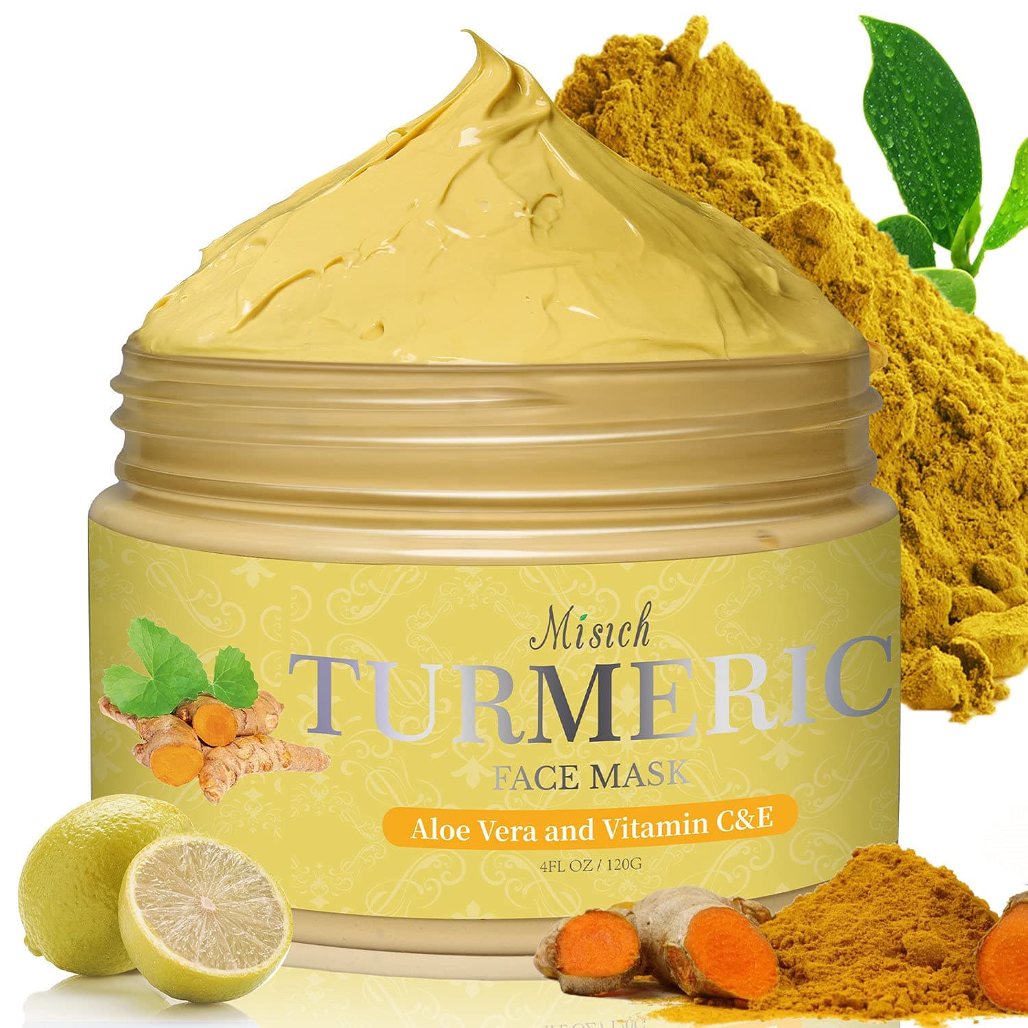 ATIDIE Turmeric Vitamin C Clay Mask, Turmeric Facial Mask with Turmeric Mud,Vitamin C for Dark Spots, Turmeric Facial Mask Skin Care Mask, Improve Dull And Dry Skin